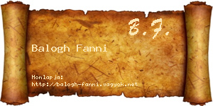 Balogh Fanni névjegykártya